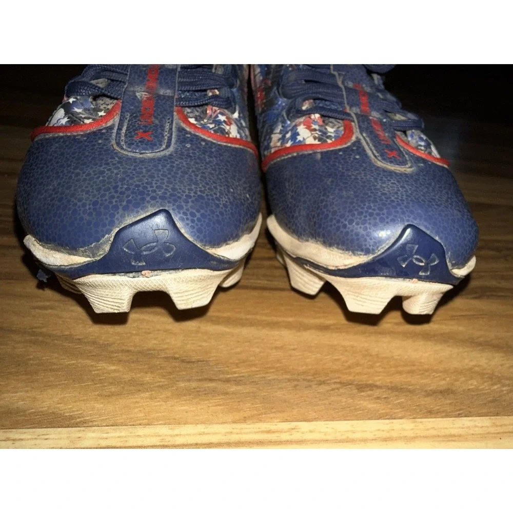Under Armour Boys‎ 4Y 4 Harper RM 9 Molded Baseball Cleats Red White Blue USA